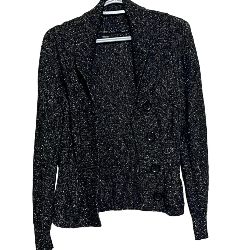 Rafaella Women's Black White Sweater‎ Jacket Button Front Size S
